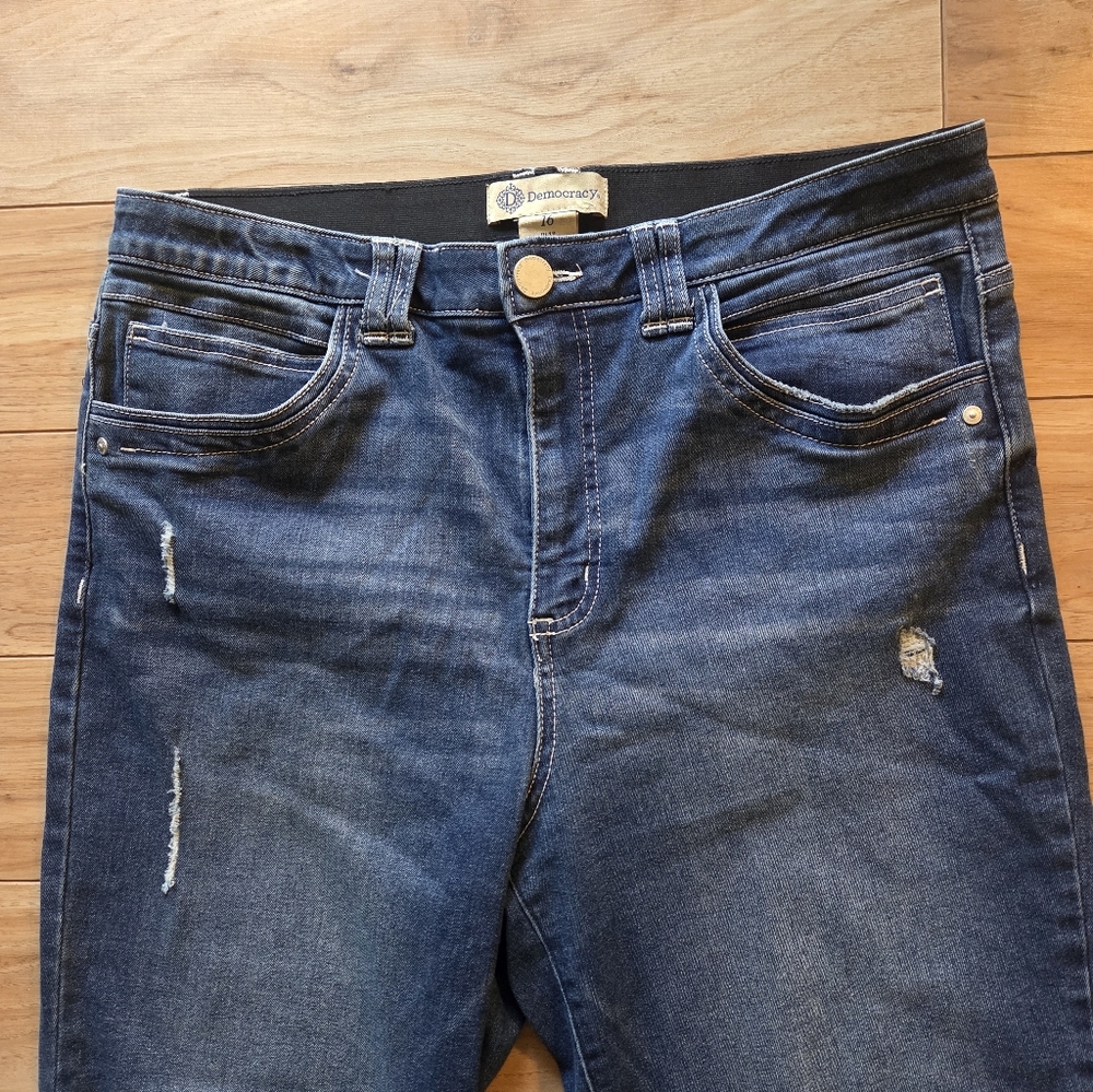 Democracy Ab Technology Cropped Jeans 16 Raw Hem Ankle Blue Relaxed Denim - Picture 3 of 7